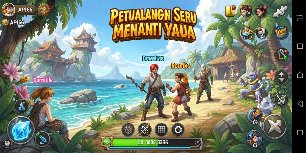 Tampilan gameplay seru di dunia petualangan API66.