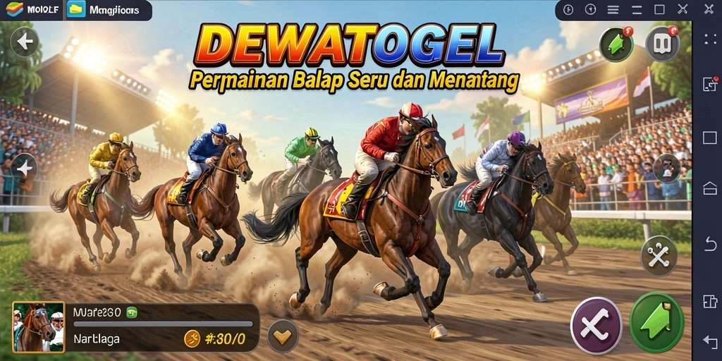 Screenshot gameplay DEWATOGEL menampilkan balapan seru dengan grafik yang memukau.
