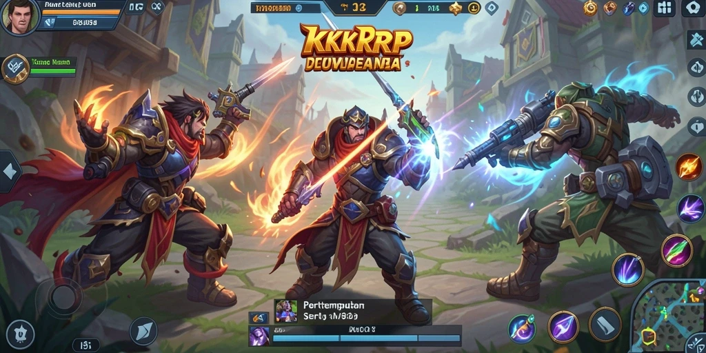 Tampilan gameplay seru KKRP dalam pertempuran MOBA.