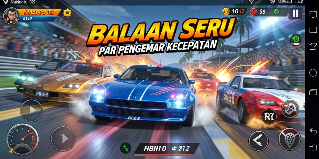 Tampilan gameplay balapan seru di MASBRO12 yang menggugah semangat.