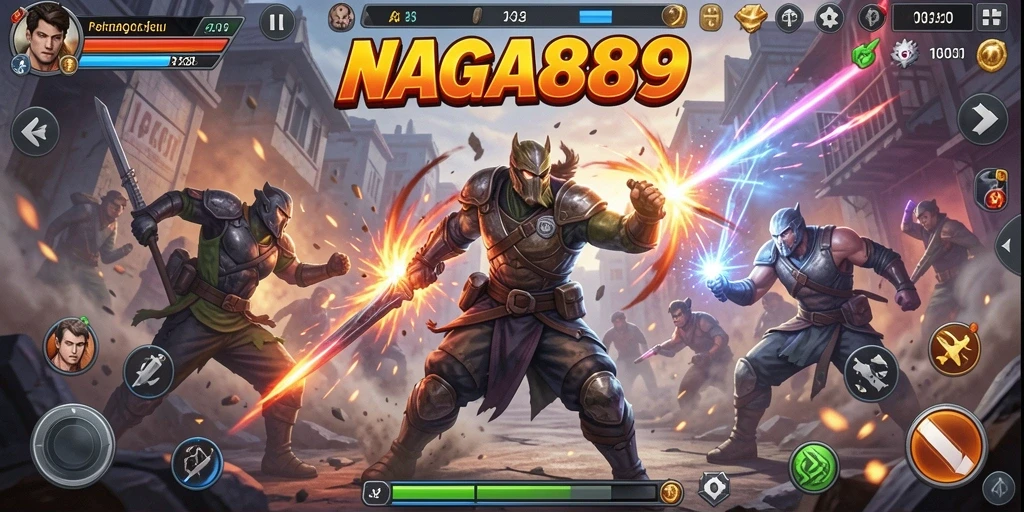 Tangkapan layar gameplay NAGA889 menunjukkan aksi tempur yang intens dan mendebarkan.