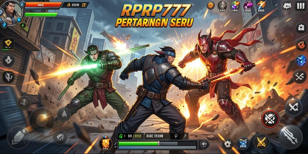 Tampilan aksi seru dalam gameplay RPRP777 yang menegangkan.