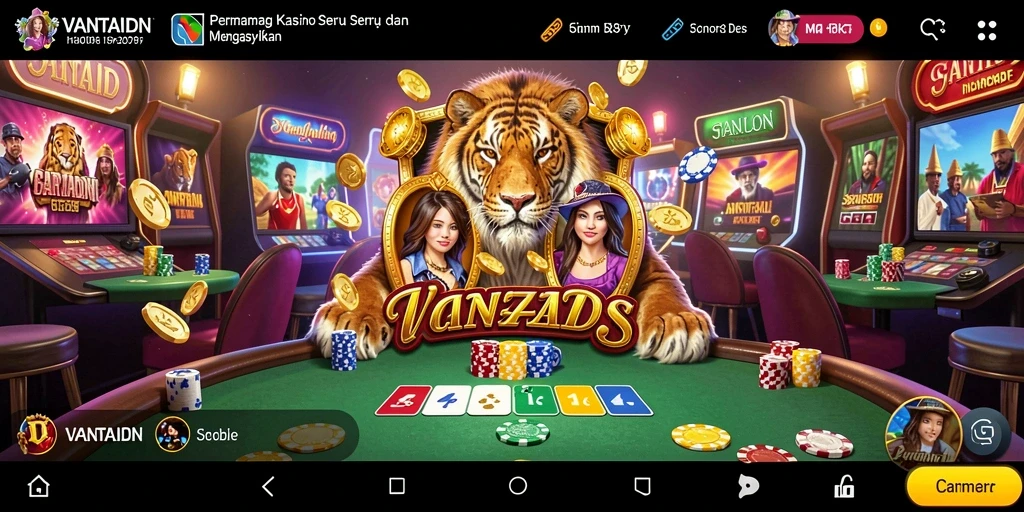Tampilan gameplay menarik dari VANTAIDN dengan berbagai permainan kasino.